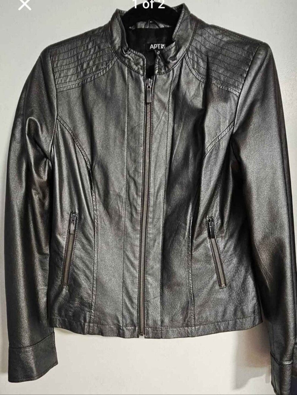 Apt. 9 Women's Silver Metallic Leather Jacket